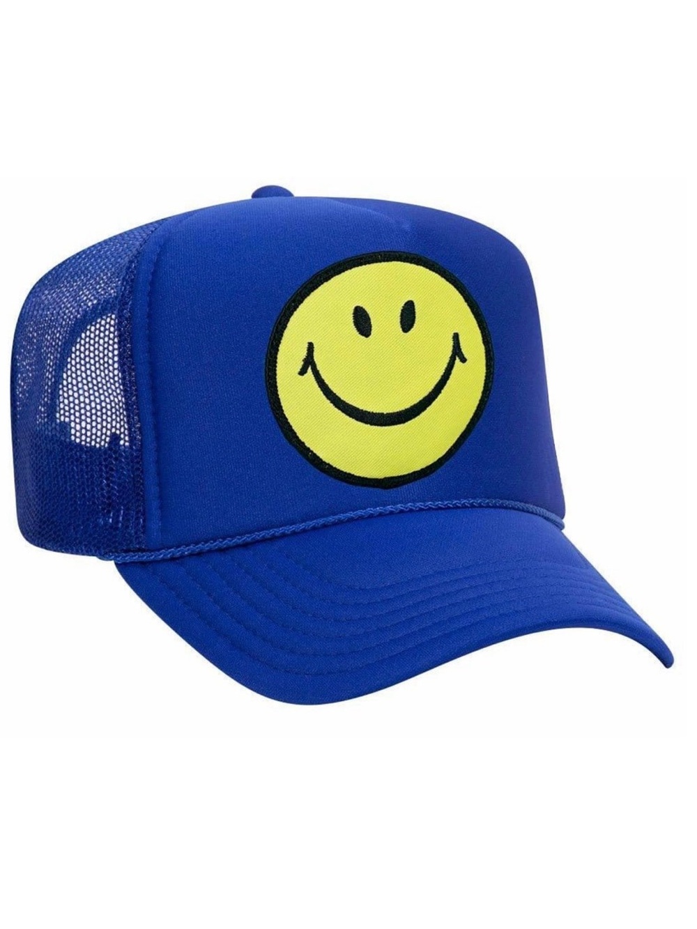 Aviator Nation Vintage Smiley Trucker Hat Royal Blue & Yellow